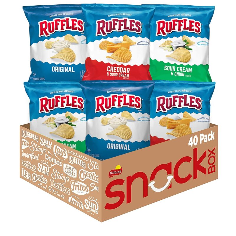 Ruffles Potato Chips, Variety Pack, 1 Ounce (Pack of 40)